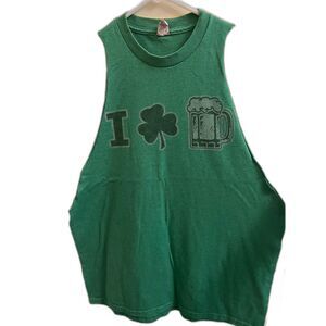 XL "I LOVE BEER" SHAMROCK MENS COTTON MUSCLE TEE T-SHIRT TANK WORK OUT GYM TOP